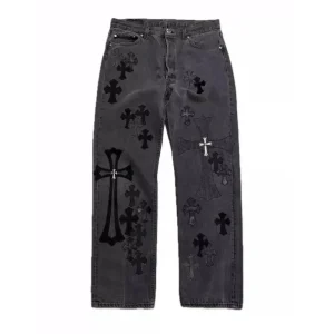 Black Chrome Heart Jeans​